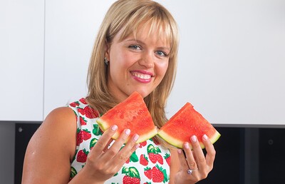Jessy Fiery in Jessy Fiery enjoys watermelon in her kitchen from We Are Hairy