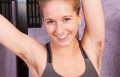 Naomi in Naomi strips naked while doing her workout from We Are Hairy