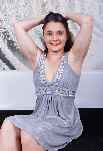  in Sanita strips naked taking off her grey dress from We Are Hairy