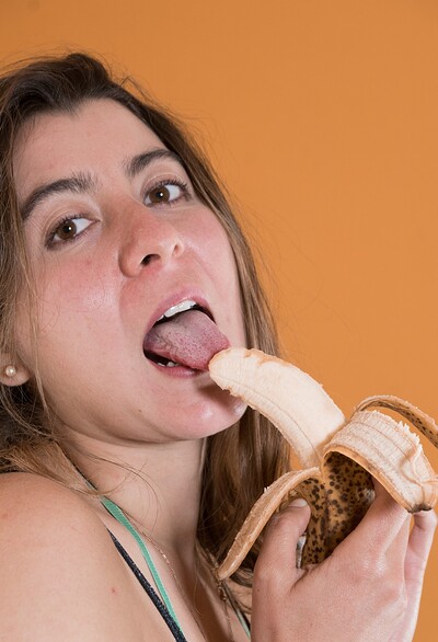 Guadalupe in Guadalupe seductively enjoys a banana while naked from We Are Hairy