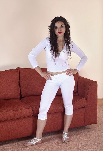 Sierra in Sierra models her white jumpsuit as she gets naked from We Are Hairy