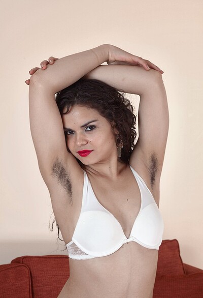 Sierra in Sierra models her white jumpsuit as she gets naked from We Are Hairy