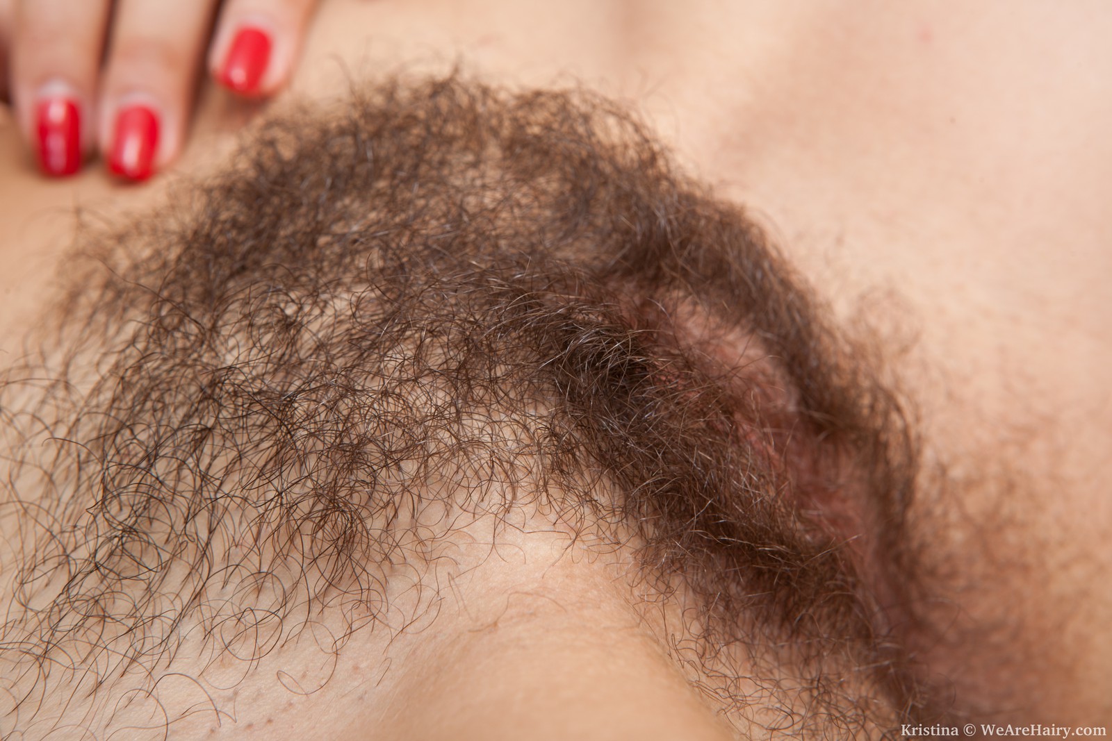 Kristina in We Are Hairy set Kristina pulls on her hairy pussy lips