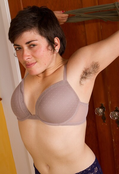 Louise in Cruvy Louise spreads on the bed from We Are Hairy
