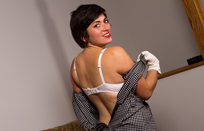 Louise in Sexy Louise in gloves and stockings from We Are Hairy