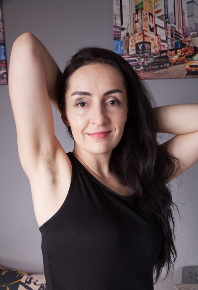 Di Devi in Di Devi strips off her new red lingerie from We Are Hairy