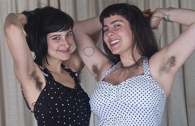 Cleo and Sarah S in Cleo and Sarah S explore their bodies with tongues from We Are Hairy