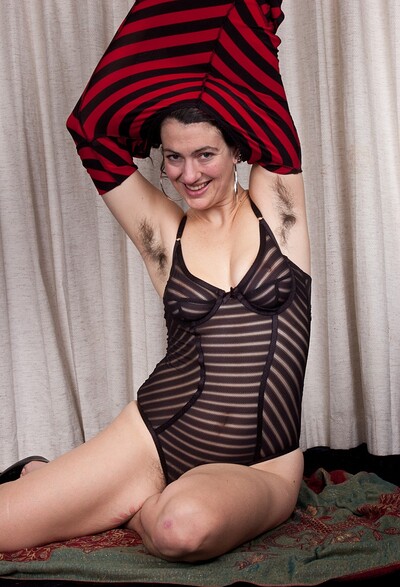 Sadie Lune in Sexy Sadie Lune strips in red and black from We Are Hairy