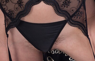 Penelope Jones in Penelope Jones strips off her new black lingerie from We Are Hairy