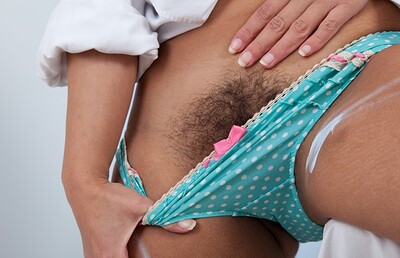 Lucie in Lucie gets paint in her hairy snatch from We Are Hairy
