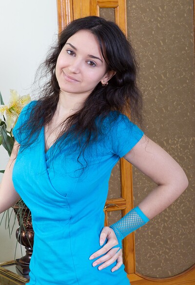 Ramira in In blue, Ramira strips in stockings and gets naked from We Are Hairy
