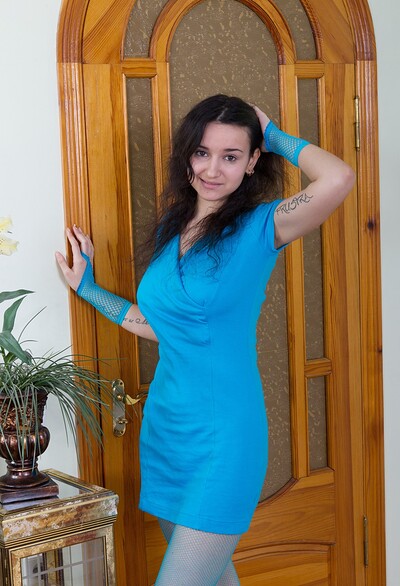 Ramira in In blue, Ramira strips in stockings and gets naked from We Are Hairy