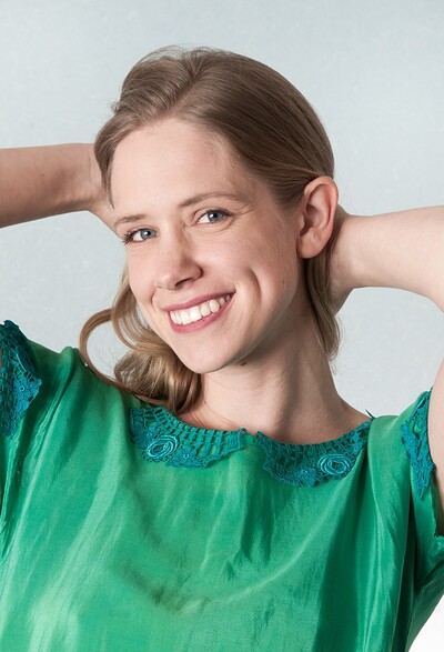 April in In the living room, April strips in green dress from We Are Hairy