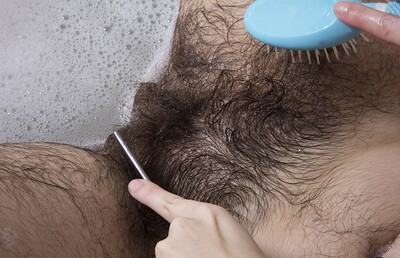 Harley in Sexy bath time with very hairy Harley from We Are Hairy