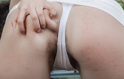 Rimma S in In white, Rimma S strips and enjoys herself from We Are Hairy