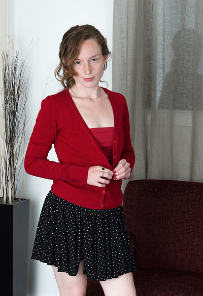 Ana Molly in Ana Molly strips naked all dressed in red from We Are Hairy