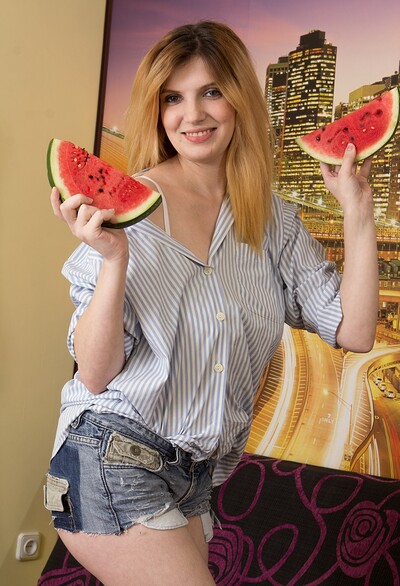 Terry in Terry eats watermelon and then undresses to relax from We Are Hairy