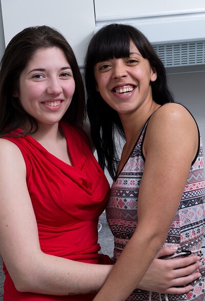 Virgin and Fanny in Fanny and Virgin have lesbian kitchen fun from We Are Hairy