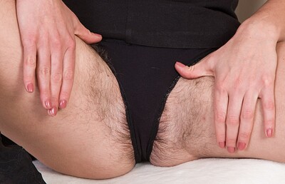 Katie Zucchini in Katie Z undresses from her black dress in bed from We Are Hairy