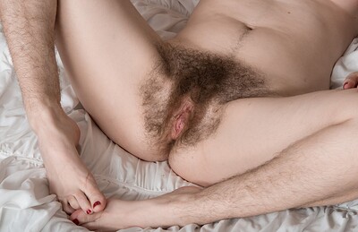 Camille in We Are Hairy set Camille shows off her natural body on her bed