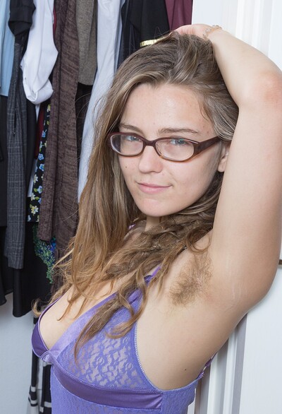 Pixxy in Pixxy strips naked while trying on clothes from We Are Hairy