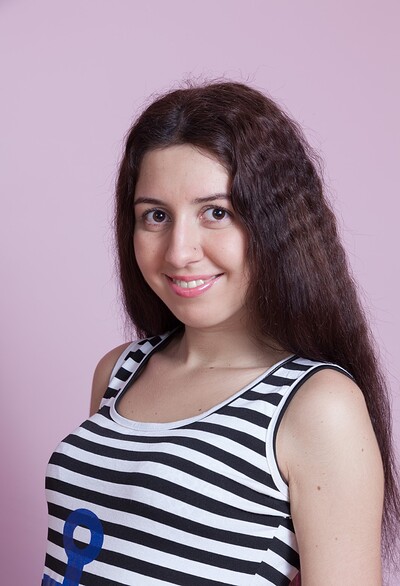 Dalila in Dalila masturbates on her purple sofa from We Are Hairy