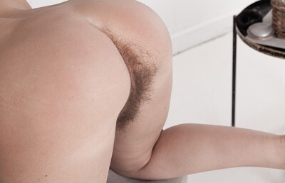 Dominique in Dominique strips off her red lingerie to show off from We Are Hairy