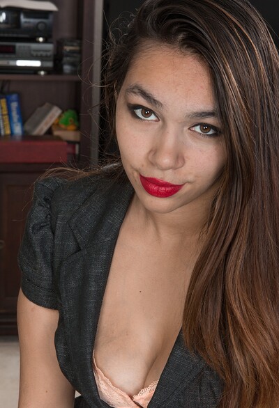 Victoria Marie in Victoria Marie models and removes her red skirt from We Are Hairy