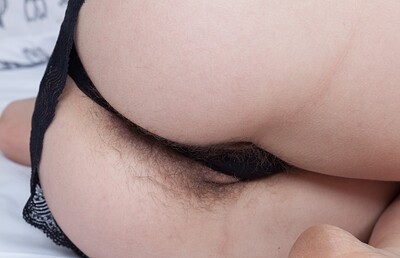 Nara Abel in Nara Abel masturbates in bed with glass dildo from We Are Hairy