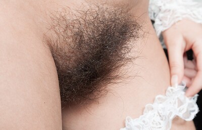 Ramira in We Are Hairy set Ramira strips after cleaning the floors today