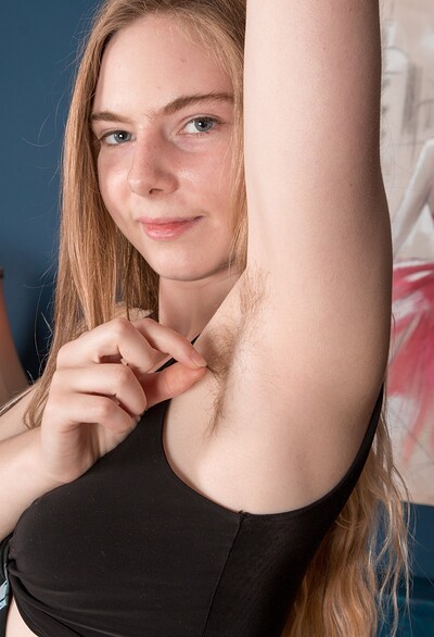 Alice Wonder in Alice Wonder gets naked in her private blue room from We Are Hairy