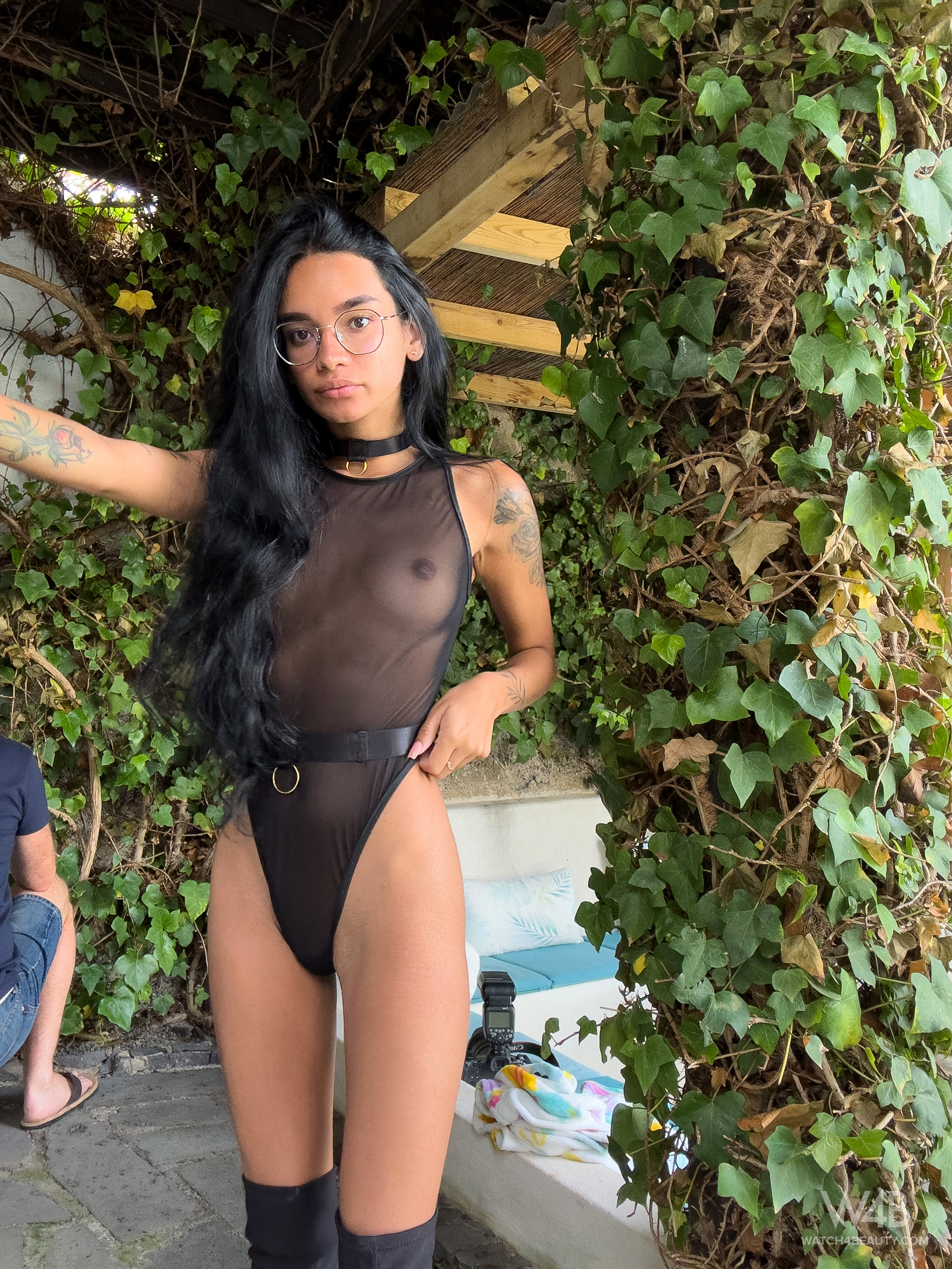 Dulce's tits look fantastic in this tight body stocking