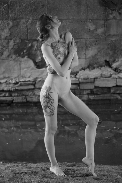 Lia A in White Tattoo Russian from Nude In Russia