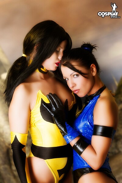 Ginger and Mea Lee in Kitana, Tanya from Mortal Kombat from Cosplay Erotica