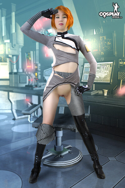 Stacy in Cosplay Erotica set Female Sephard from Mass Effect