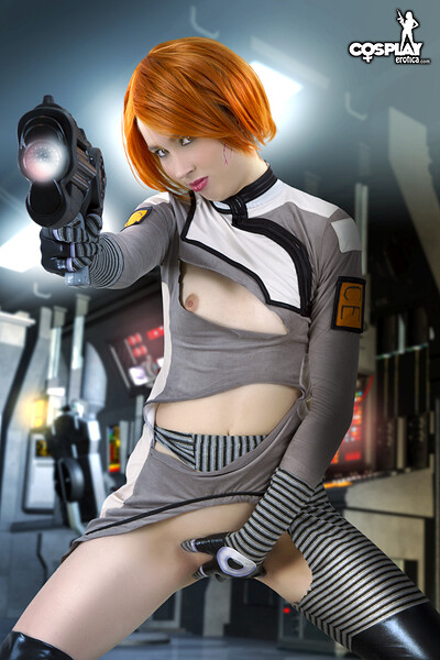 Stacy in Cosplay Erotica set Female Sephard from Mass Effect