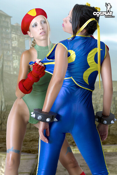 Mea Lee and Angela in Cammy, Chun Li from Street Fighter from Cosplay Erotica