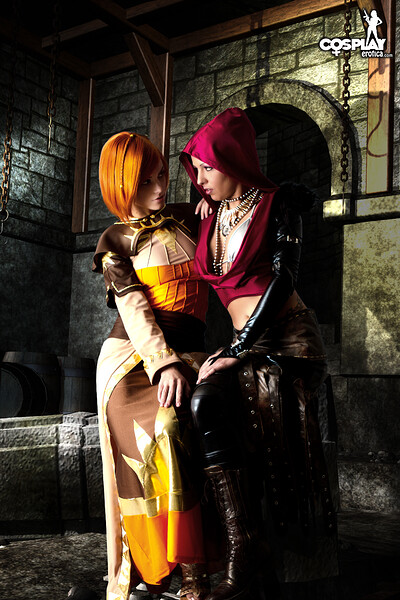 Mea Lee and Nayma in Leliana, Morrigan from Dragon Age from Cosplay Erotica
