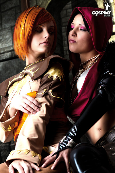 Mea Lee and Nayma in Leliana, Morrigan from Dragon Age from Cosplay Erotica