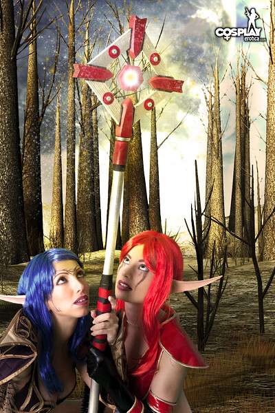 Marylin and Angela in Night elf vs Blood elf from World of Warcraft from Cosplay Erotica