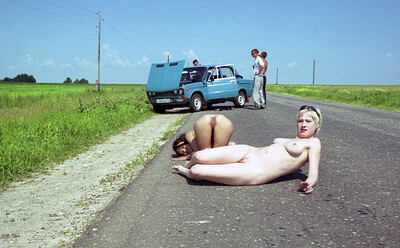 Lesia and Mina in Car Trouble from Nude In Russia