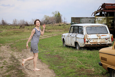 Atisha in Nude In Russia set Old Car Lane
