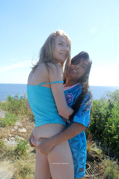 Zeya and Eva in Lesbians In The Wind from Nude In Russia