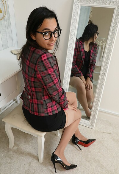 Summer Fox in Black Minidress Sheer Stockings from Only Secretaries