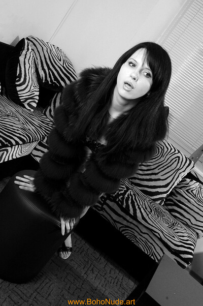 Galiya in Black Arctic Fox from Boho Nude Art