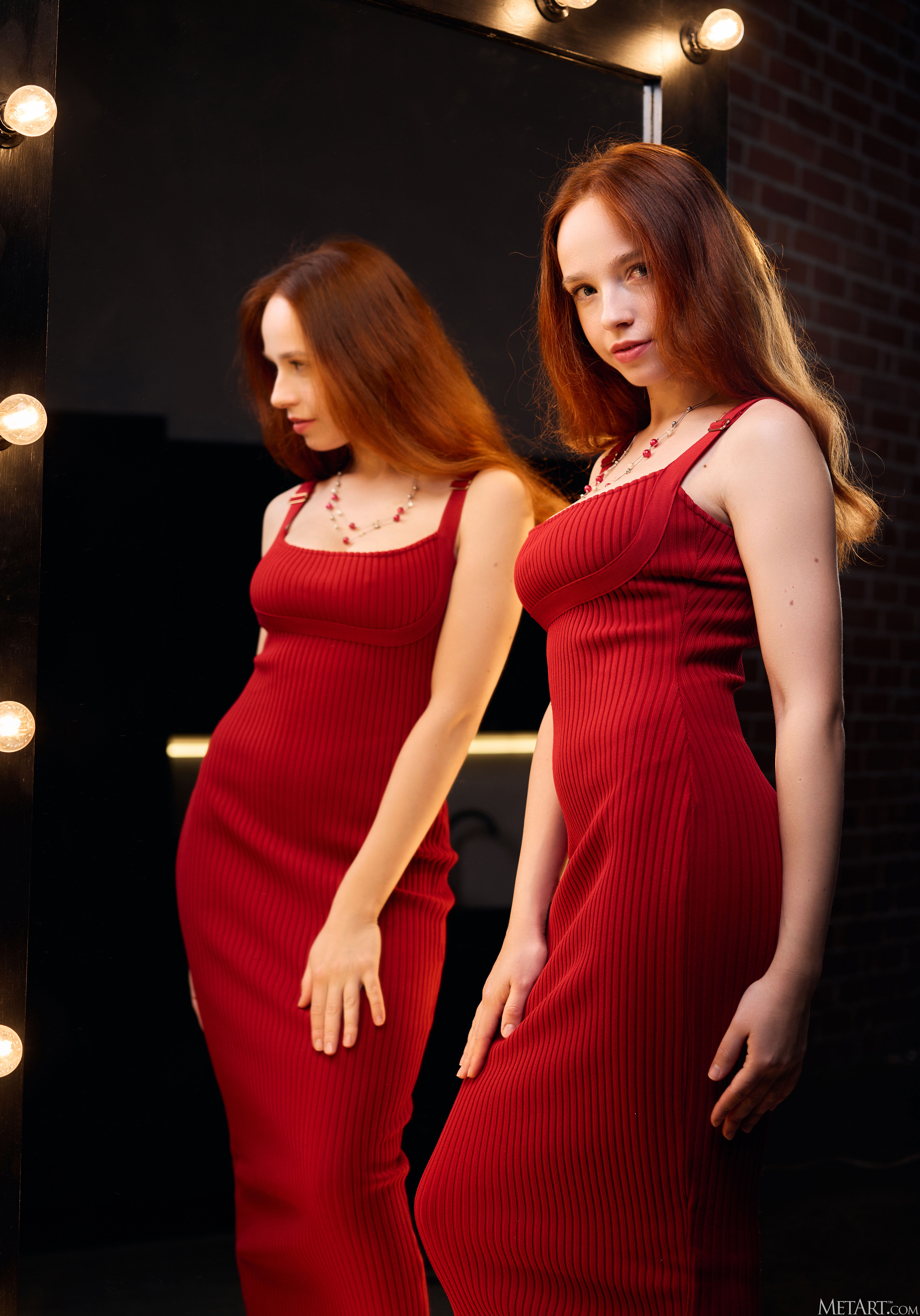 Rinna Ly in Metart set Red Dress