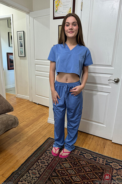Juniper Ren in Naughty Nurse BTS from ATK Petites