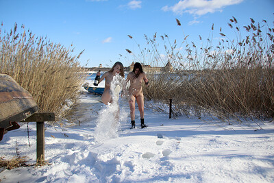 Eva and Katja P in The Ladoga Lake from Nude In Russia