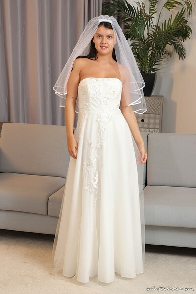 Kelsey in Wedding Dress Sheer White Stockings from Only Tease