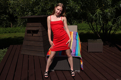 Maya Sin in Little Red Dress from Als Scan